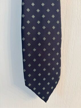 Yves Saint Laurent Navy Tie with Micro Diamond Motif